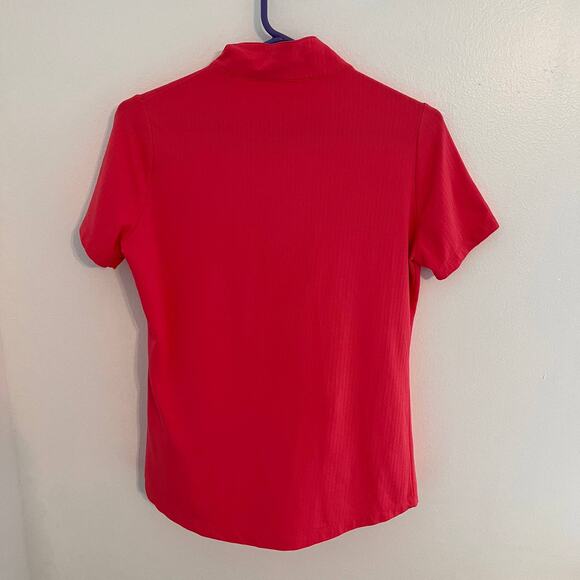 IBKUL Mock Golf Polo Womens Size Small Pink Short Sleeves Logo Knit Fabric Top - Picture 8 of 10
